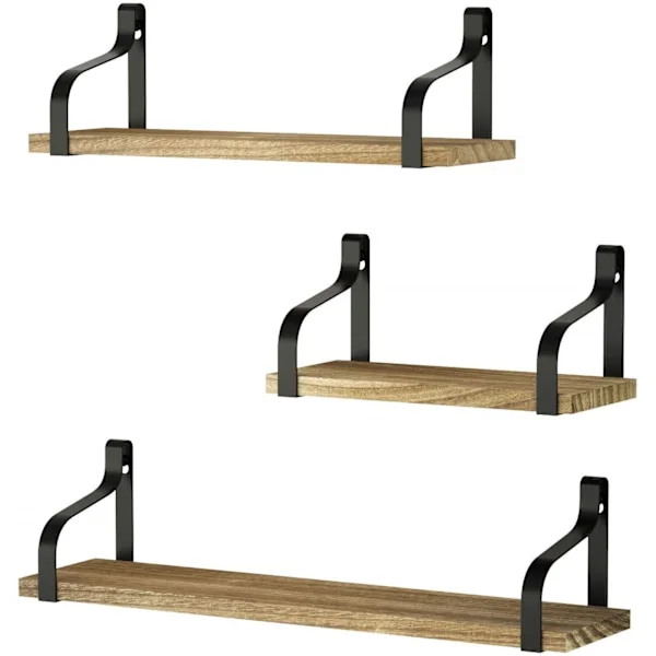 Floating Shelf Wall Mount 3-Piece Set, Rustic Wood Wall Shelves for Bedroom/Bathroom/Living Room/Kitchen/Laundry Room Storage and Decoration