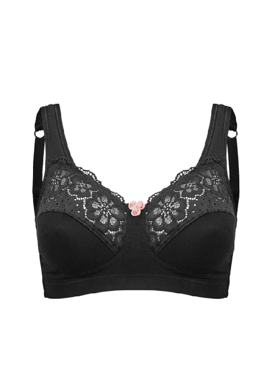 Swegmark Cotton Bloom Bh Utan Bygel, Fairtrade Dam Svart 75d