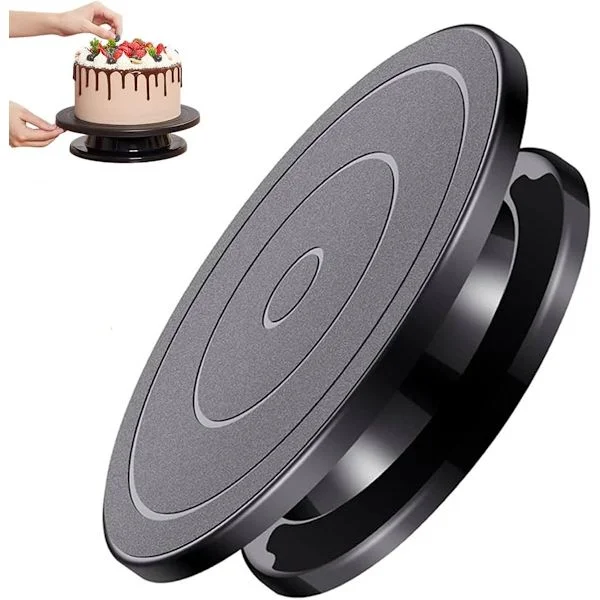 ING Tårtfat - Roterande tårtfat - Tårtfat med bas - Tårtsnurra - Diameter 27,5 cm - Svart