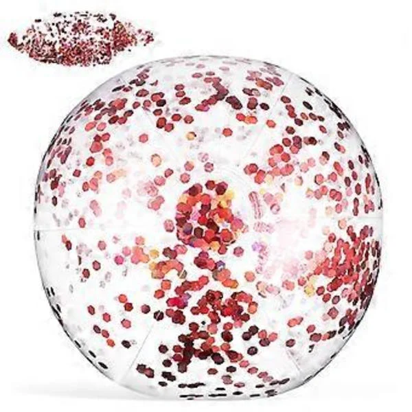 Glitter Konfetti Badboll Uppblåsbar Badboll Vatten Pool Spel Fotorekvisita med Luftpump för Barn