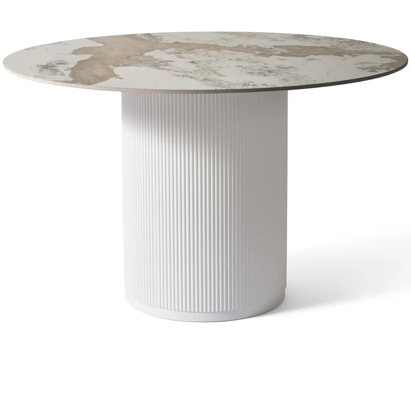 Argilla spisebord, keramik Ø120cm - Pandora/Hvid - Rundt, Varmeresistent & Ridsefast - 120x120x75cm - Perfekt til daglig brug & middage