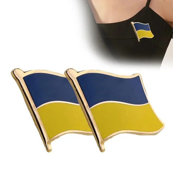 2 pakker 2022 Ukraine Flag Lapel Pin Badges Ukraine Viftende Flag Pins Metal Flag Badge Pins Broche Souvenir