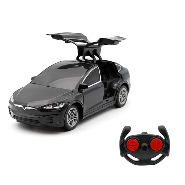 Tesla Model Y 4-dörrars 1:24 Fjärrstyrd bil för barn - Elektrisk åkbil med LED-lampor och 27Mhz föräldrakontroll | Perfekt födelsedagspresent
