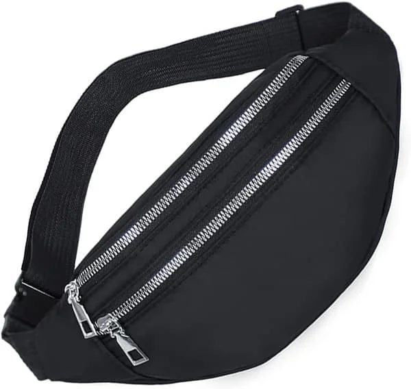 Black Sport Oxford Cloth Waist Bag Waterproof Waist Pack Adjustable Workout Fanny Pack for Outdoor Sports Training Hiking
