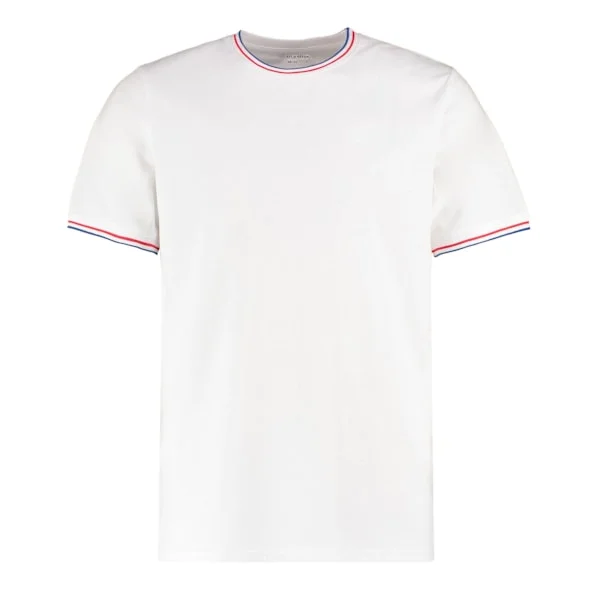 Kustom Kit Herr Tipped Fashion T-Shirt XS Vit/Röd/Royalblå