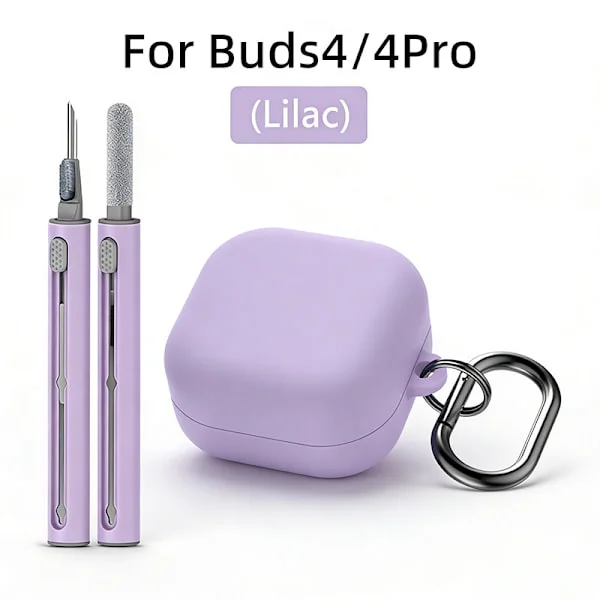 Fodral för Samsung Galaxy Buds 4 / Buds 4 Pro, silikonfodral, med rengöringskit och karbinhake