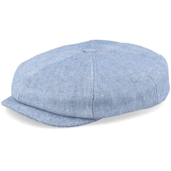 MJM Hats - Blå flatcap Caps - Blue Line Brett Linen Mix Light Blue Flat Cap @ Hatstore