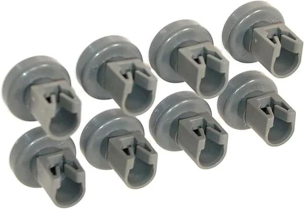 25 mm diskmaskinshjul för övre korg - Kompatibel med Privileg, Faure, AEG, Electrolux, Zanussi, Ikea hjul. Komplett set med 8 hjul