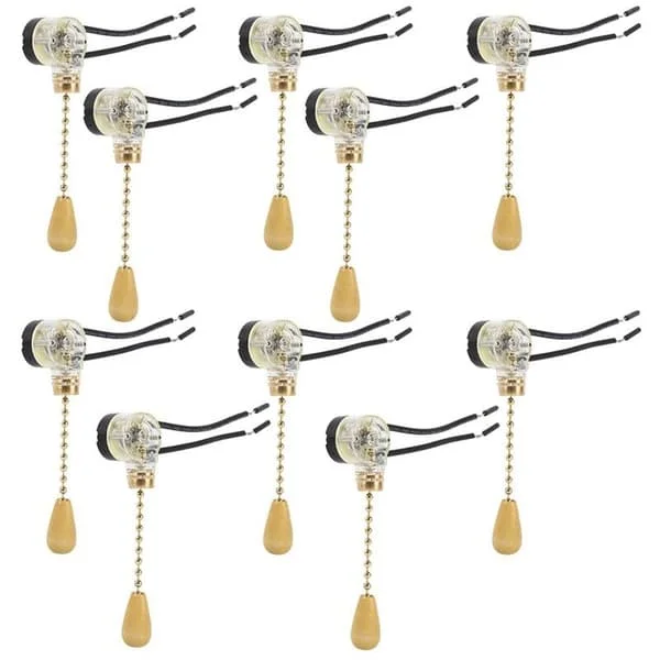 10 st Vägglampa Dragströmbrytare Takfläkt Lampa Takfläkt Vägglampa Ersättning Dragkedja Sladdströmbrytare Guld