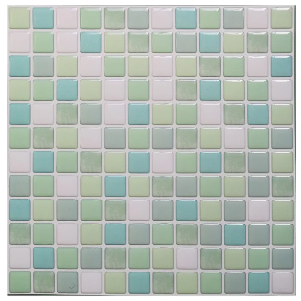 YJC0003-3D Mosaic Tiles Adhesive Wall Waterproof Self-Adhesive Tile Sticker 23.6X23.6cm for Kitchen Bathroom-4pcs