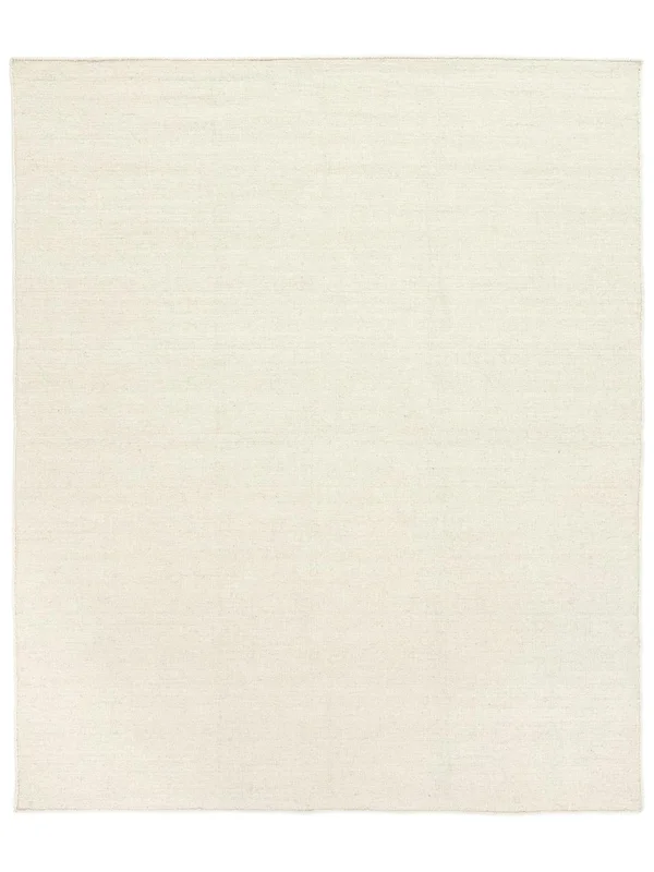 Handloom Flat 250X300 Large Natural White Plain (Single Colored) Wool Rug