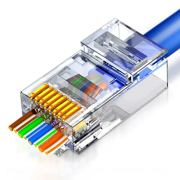 100 stycken RJ45-kontakter Cat5e Cat6 Pass Through EZ att krympa Modulär kontakt för solid tvinnad nätverkskabel