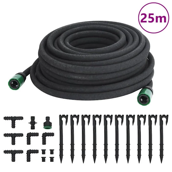vidaXL Fuktslang svart 0,6" 25 m gummi