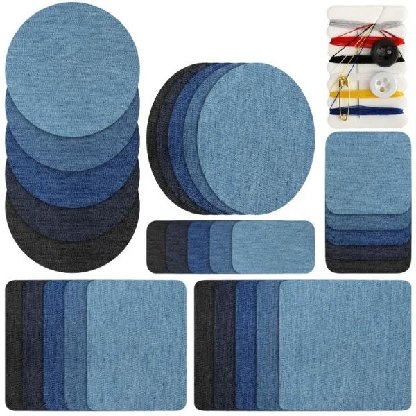 Strykelapper for jeans 30 stk Denimblå
