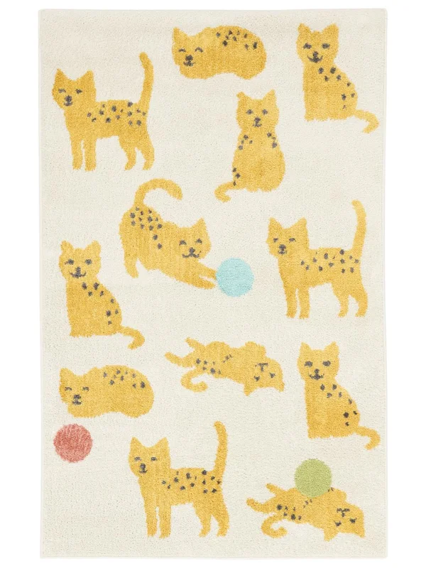 Washable Kids Rug Animal Lo Friends White/Multicolor Small Oeko-Tex