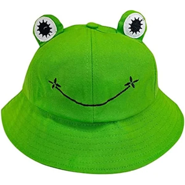 Grod-solhatt, grod-bucket-hatt herr fiskarhatt dam-bucket-hattar för kvinnor herrhattar sommarkeps Grön L