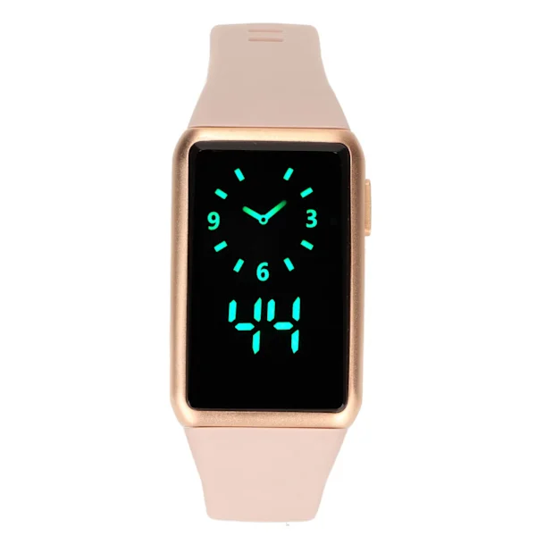Smart Watch Legering Silikone Glas 210mah 30m Vandtæt LED Fitness Ur til Familievenlige Kolleger Pink Rem Guld Skal