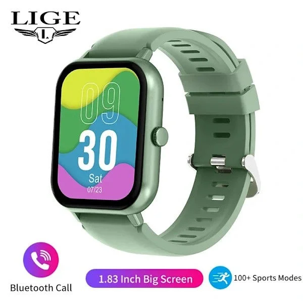 Bluetooth-opkald Smartwatch Mænd Kvinder Fuld Touchskærm Sports Fitness Ur Mandlige Smartwatches Kvinder Smartwatch Silikonegel grøn