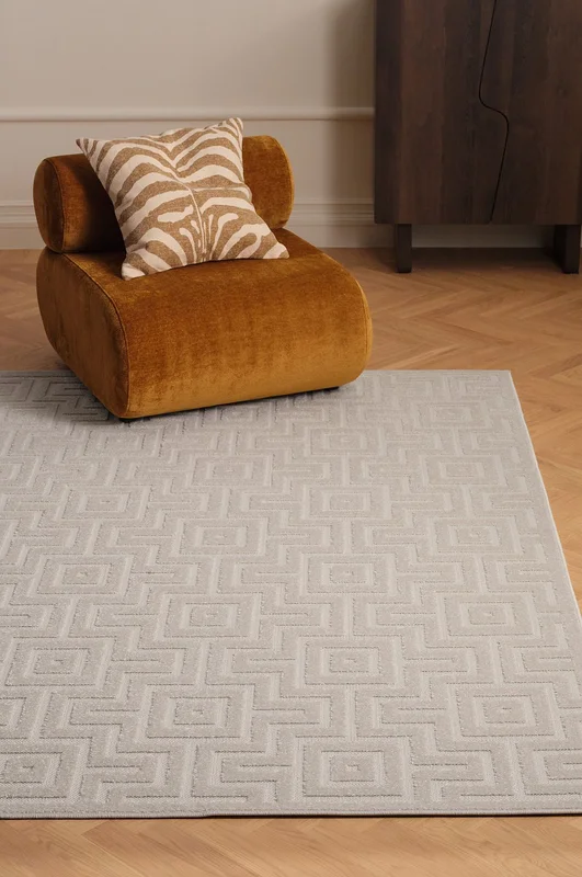 &Home - Teppe Daisy Square - Hvit - Glattvevde tepper - 200X290 - Fra Homeroom