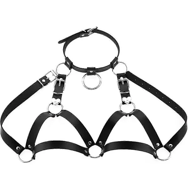 Punk Cupless Rintaliivit Valjaat Rintaliivit Top Rintakehän Tuki Rintaketju Nahkaiset Rintaliivit Valjaat