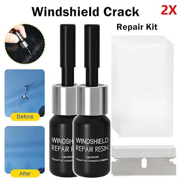 2set Vindruta Lim Kit Reparation Glas 2 I 1 Diy Bil Mobil Glas Vindruta Premium