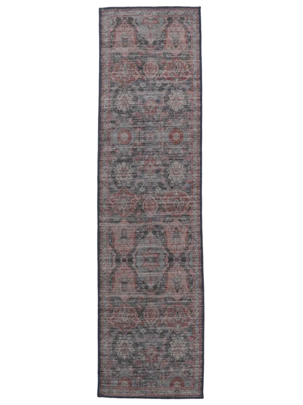 Shirin Oriental Lavable 80X300 Pequeño Azul Oscuro/Rojo Burdeos Pasillo Alfombra