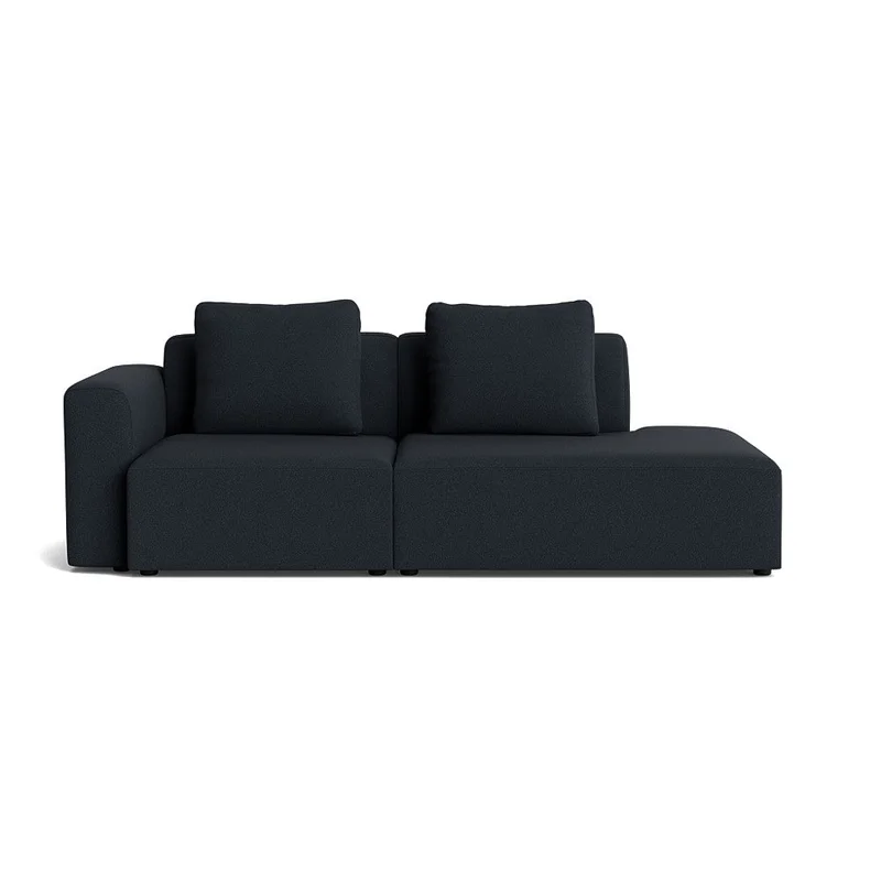 Como Lounge Sofa, Højrevendt Open End - Slidstærk Mørkeblå Sofa med Ekstra Puder - 226x100x83cm