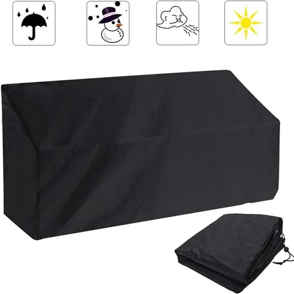 ING Vattentätt Trädgårdsbänksskydd - Fyrsitsig Trädgårdsbänk Skyddsöverdrag - Skyddar din trädgårdsbänk från UV-strålar - 190x66x89 cm