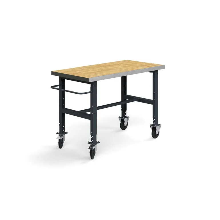 Arbetsbänk på hjul, 1500x760 mm, 200 kg, ekparkett