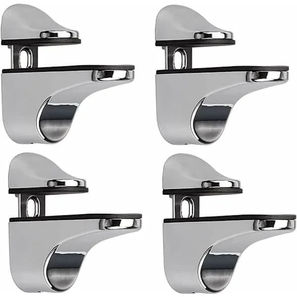 Adjustable Glass Shelf Bracket, 4 Pcs Glass Shelf Bracket, Wall Mounted Glass Clamp, Bracket for Glass Shelves, for Glass Shelf