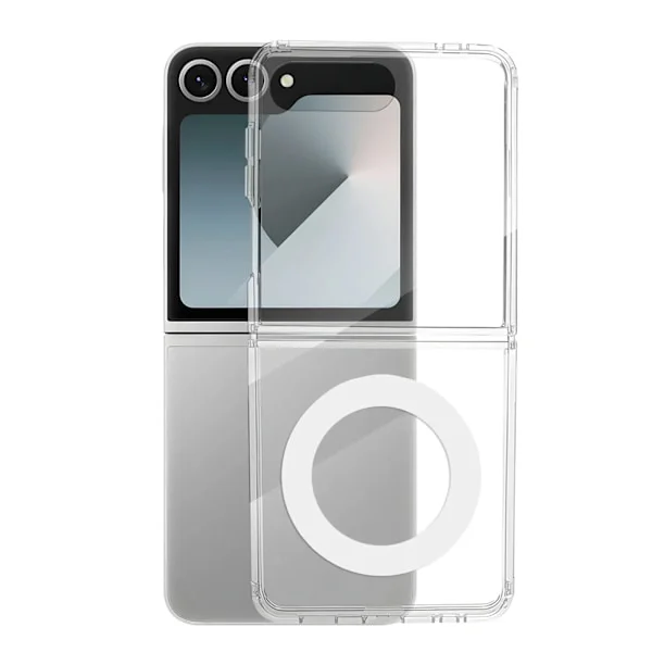 Lyxigt Transparent Magnetiskt Skal kompatibelt med Samsung Galaxy Z Flip 7 Flip7 5G Ultratunt Klart Telefonskal kompatibelt med Magsafe ZFlip7