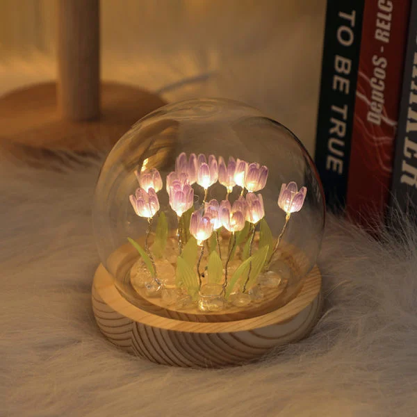 Tulipanlampe Blomst Nattlampe - DIY Søte Simulerings LED-lamper 20 Blomster Bordlamper Skrivebord Soverom Dekorasjon Håndlagde Lamper Gave-FA6-
