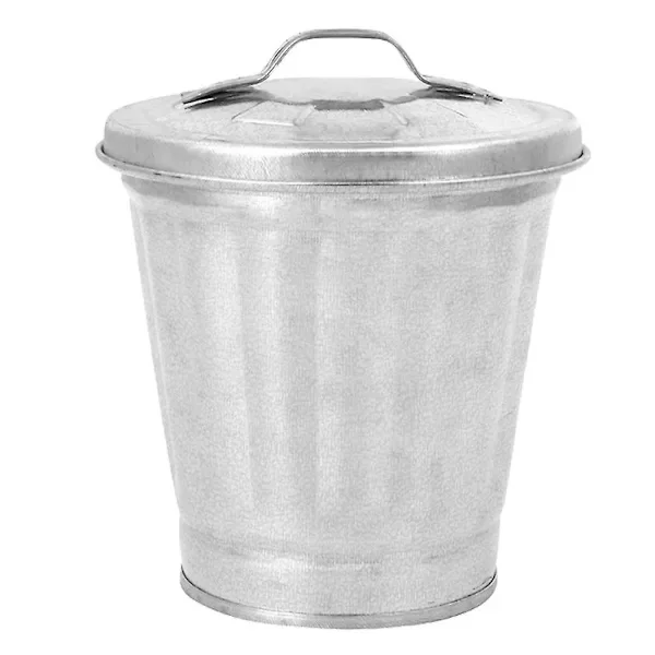 Vintage Vase Affaldsbeholder Genbrugsbeholder Galvaniseret Affaldsspand Metal Tin Spande Bordplade Penneholder Affaldsbeholder Bin Sølv 9.5x9cm