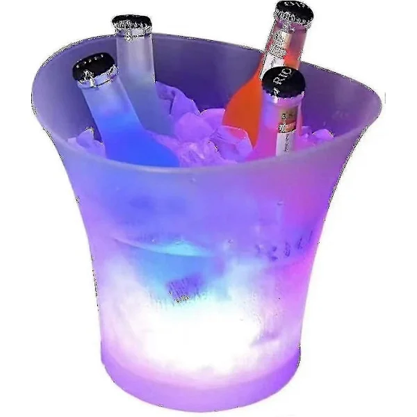 Led Isbøtte. 5l Stor Kapasitet Flaskekjøler - Champagnekjøler - Vinkjøler - Drikkekjøler - Kjøler Led Vanntett Med Fargeendring[HK]