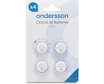 Andersson-CR2016 Lithium 4-pcs-CR2016 Litium, 4-pak knappcellebatterier-Power-Litiumbatterier