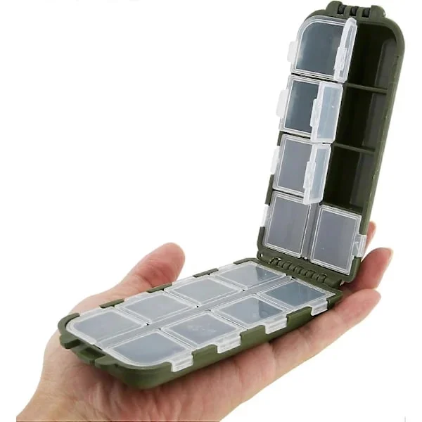 Small Fishing Box Portable Case, 16 Compartment Mini Storage Box Container, Hooks Baits Grid Box Fishing Accessories Box