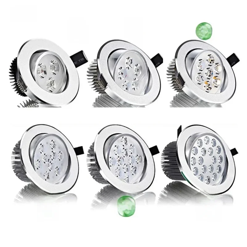 AliExpress - Downlight rond à intensité variable 3W/4W/5W/7W/9W/12W/18W LED spot de plafond intégré projecteur de plafond haute puissance ac85-265V