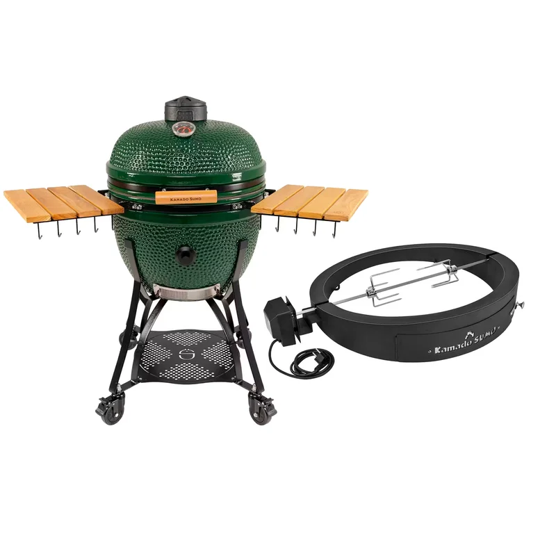 Kamado Sumo Maxi Gen 2 kamado-grill med Grillmesterens rotisserie, grøn | KitchenOne