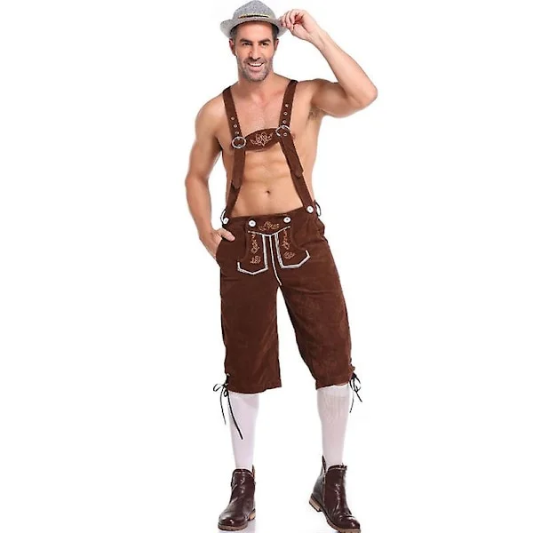 [RM]Lederhosen Men - Genuine German Lederhosen For Men, Oktoberfest Clothing - brown_max brown
