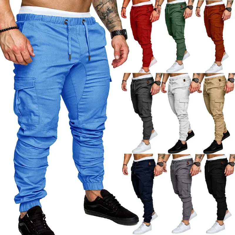 AliExpress - 2024 neue Männliche Hosen Herren Jogger Solide Multi-tasche Hosen Jogginghose Männer Hosen Hip Hop Harem Jogger Hosen Laufen männer gym