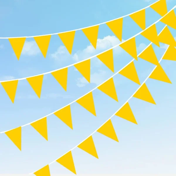 Yellow Bunting Banner, Waterproof Outdoor Bunting Banner with Flags, Reusable Fabric Bunting for Garden, Birthday, Mother's Day, Party Decoration