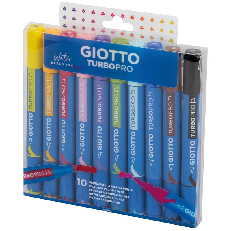 Turbo Pro Dual Tip Marker Pen Set of 10