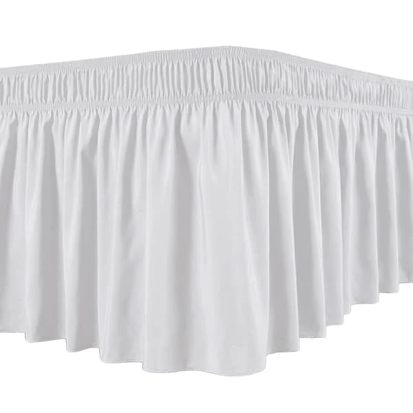 Silky Luxurious Bed Skirt Easy Fit Non-Fading Ruffles Elastic White White White White-FY- White L White