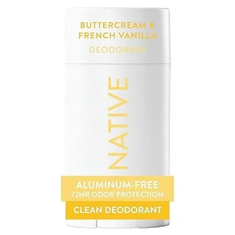 Naturlig deodorant, 72-timers lugtkontrol, aluminiumfri deodorant til kvinder og mænd med naturlige ekstrakter, creme og fransk vanilje, 2,75 oz