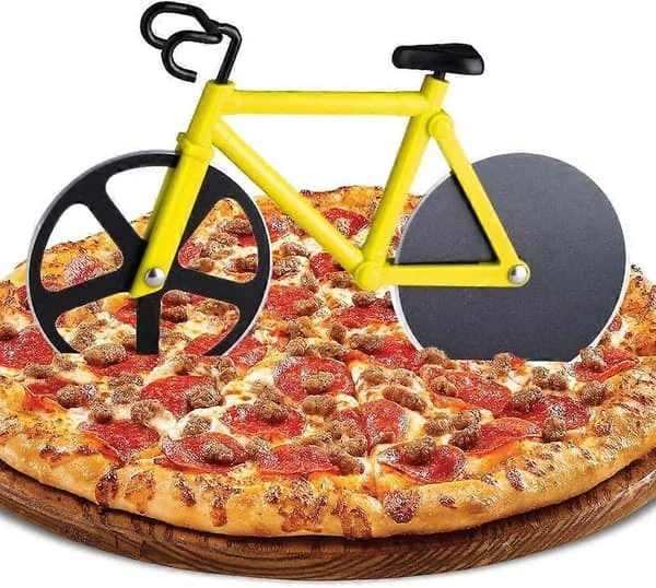 Cykel Pizzaskärare, Cykel Pizzaskärare Pizzahjulsskärare, Dubbel Rostfri Pizzaskärare, Superskarpa Blad med Non-Stick Beläggning och Stöd,