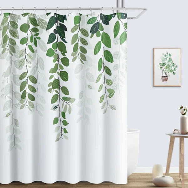 Duschdraperi 180 x 180 cm grönt löv duschdraperi vattentätt