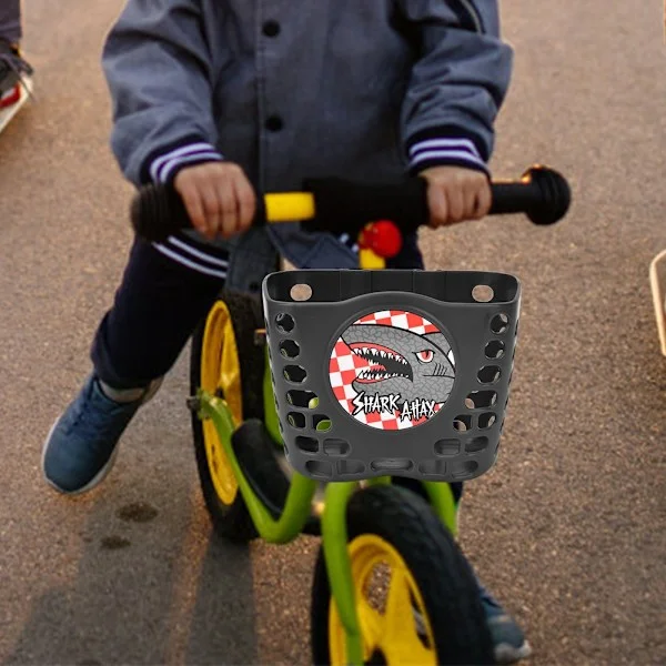 Cykelkorg för utomhuscykel, sparkcykel, söt framkorg, cykelhållare för barn, svart
