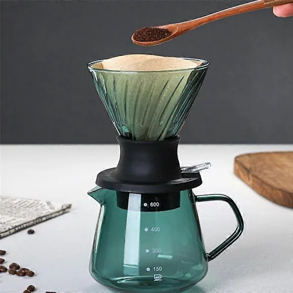 600ML Immersion Dripper Switch Glass V60 Pour over Kaffetrakter V Form Drypp Kaffetrakter og Fil