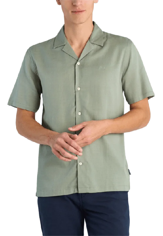 Lindbergh Lyocell blend resort Shirt S/S Skjortor Herr Grön L