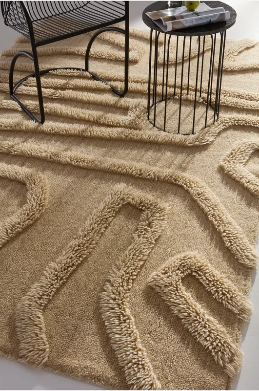 Jotex - Nukkainen Matto Beige Villaa/Puuvillaa/Puuvillaa/Villaa Beige RUE Osta Puuvillamatot & räsymatot Jotex